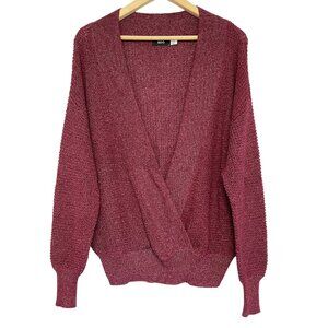 BDG Urban Outfitters Wrap Sweater Womens Size M Dark Red Layering Pullover Cozy